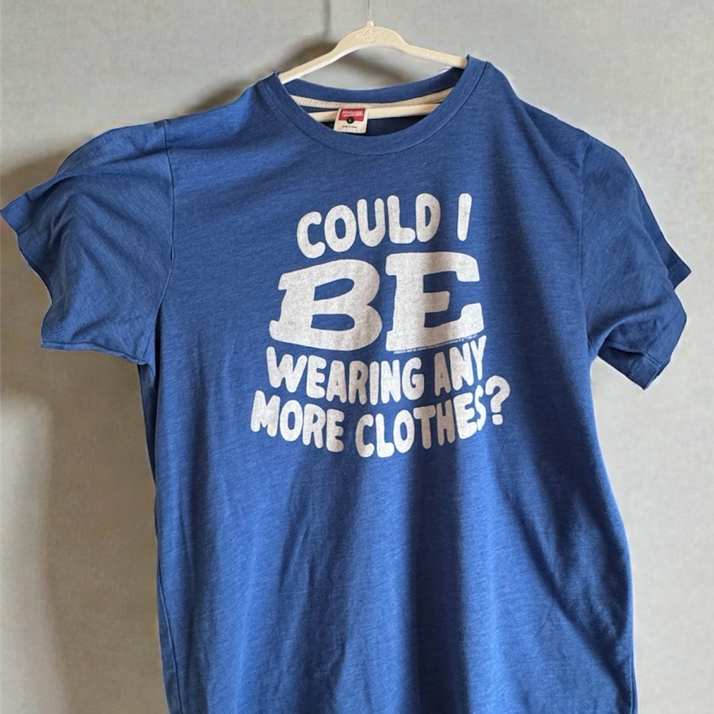HOMAGE “Could I Be Wearing any more Clothes” Friends/Joey Blue Graphic T-Shirt